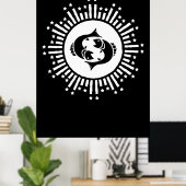 Pisces Zodiac-Symbol mit Himmelssymbol-Sternexplos Poster (Heimbüro)