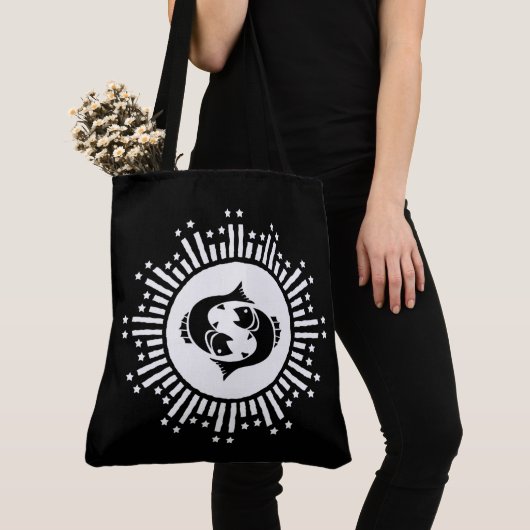 Pisces Zodiac-Symbol mit Himmelssymbol-Sternexplos Tasche (Von Nahem)