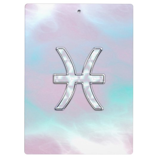 Pisces Zodiac Symbol Mother of Pearl Style Klemmbrett (Rückseite)