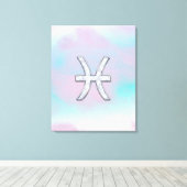 Pisces Zodiac Symbol Mother of Pearl Style Leinwanddruck (Insitu (Holzboden))