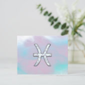 Pisces Zodiac Symbol Mother of Pearl Style Postkarte (Stehend Vorderseite)