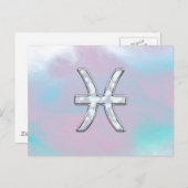 Pisces Zodiac Symbol Mother of Pearl Style Postkarte (Vorne/Hinten)