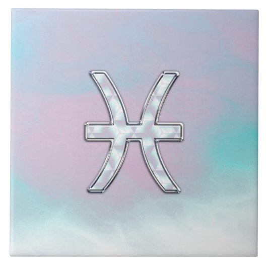 Pisces Zodiac Symbol Mutter der Perldekoration Fliese (Vorderseite)