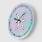 Pisces Zodiac Symbol Mutter der Perldekoration Große Wanduhr (Winkel)