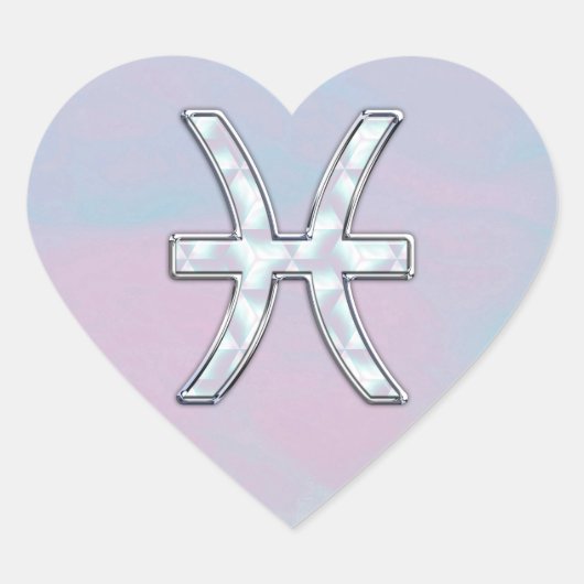 Pisces Zodiac Symbol Mutter der Perldekoration Herz-Aufkleber (Vorderseite)