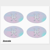 Pisces Zodiac Symbol Mutter der Perldekoration Ovaler Aufkleber (Blatt)