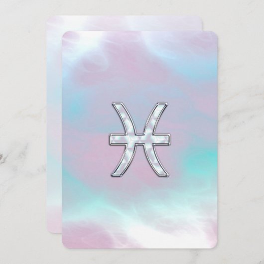 Pisces Zodiac Symbol Mutter von Perle Stil (Vorne/Hinten)