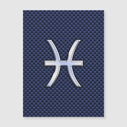 Pisces Zodiac Symbol Navy Blue Carbon Fibre Print Magnetkarte (Vorderseite)