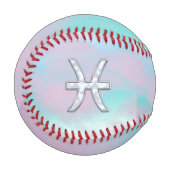 Pisces Zodiac Symbol Pastel Mutter Pearl Stil Baseball (Vorderseite Links)