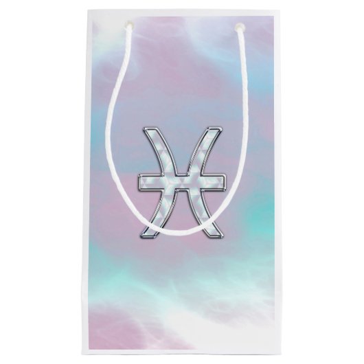 Pisces Zodiac Symbol Pastel Mutter Pearl Stil Kleine Geschenktüte (Vorderseite)
