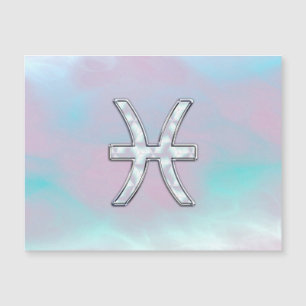 Pisces Zodiac Symbol Pastel Mutter Pearl Stil Magnetkarte