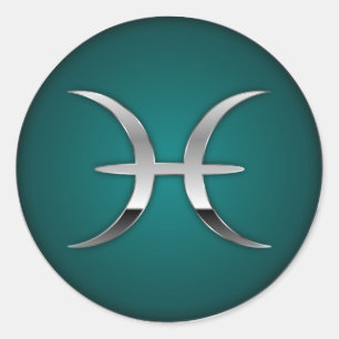 Pisces - Zodiac-Symbol Runder Aufkleber