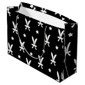 Pisces Zodiac Symbol und Sternmuster Große Geschenktüte (Rückseite Schrägansicht)