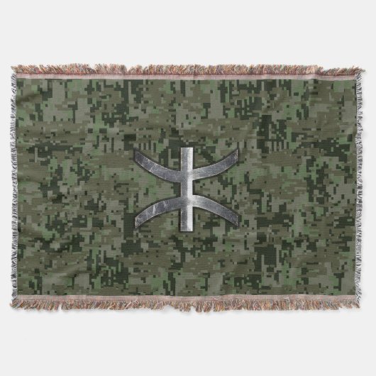 Pisces Zodiac Symbol Woodland Digital Camouflage Decke (Vorderseite)