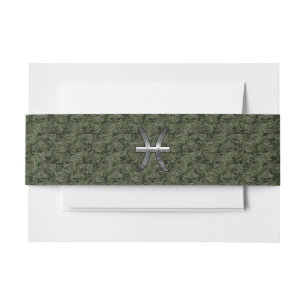 Pisces Zodiac Symbol Woodland Digital Camouflage Einladungsbanderole