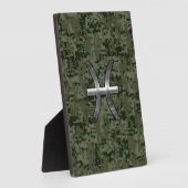 Pisces Zodiac Symbol Woodland Digital Camouflage Fotoplatte (Seite)