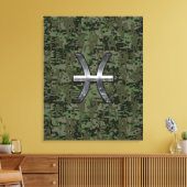 Pisces Zodiac Symbol Woodland Digital Camouflage Leinwanddruck (Insitu (Wohnzimmer))