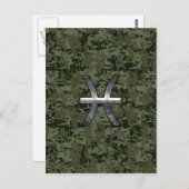 Pisces Zodiac Symbol Woodland Digital Camouflage Postkarte (Vorne/Hinten)