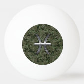 Pisces Zodiac Symbol Woodland Digital Camouflage Tischtennisball (Rückseite)