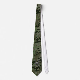 Pisces Zodiac Symbol Woodland Green Digital Camouf Krawatte