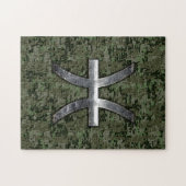 Pisces Zodiac Symbol Woodland Green Digital Camouf Puzzle (Horizontal)