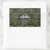 Pisces Zodiac Symbol Woodland Green Digital Camouf Rechteckiger Aufkleber (Tasche)