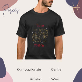 Pisces Zodiac Typografy Fish Star Sign Stilvoll T-Shirt