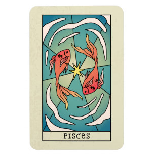 Pisces Zodiac Unterzeichnung Abstrakter Kunst Vint Magnet