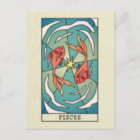 Pisces Zodiac Unterzeichnung Abstrakter Kunst Vint