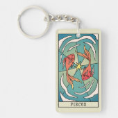 Pisces Zodiac Unterzeichnung Abstrakter Kunst Vint Schlüsselanhänger (Vorderseite)