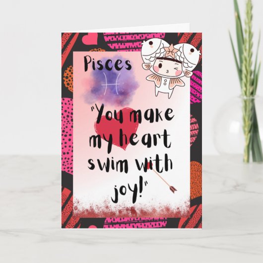 Pisces Zodiac Valentines Personalisierte Karte (Vorderseite)