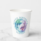 Pisces Zodiac Watercolor Fish Astrology Birthday Pappbecher (Rückseite)