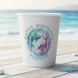 Pisces Zodiac Watercolor Fish Astrology Birthday Pappbecher