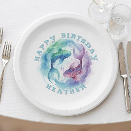 Pisces Zodiac Watercolor Fish Astrology Birthday Pappteller