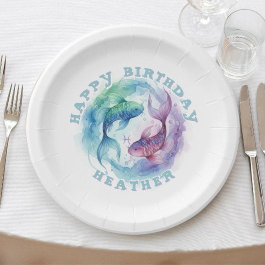 Pisces Zodiac Watercolor Fish Astrology Birthday Pappteller