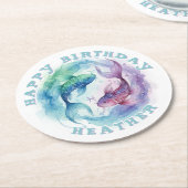 Pisces Zodiac Watercolor Fish Astrology Birthday Runder Pappuntersetzer (Angewinkelt)