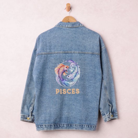 Pisces Zodiac Women's Denim Jacket Jeansjacke (Hangar)