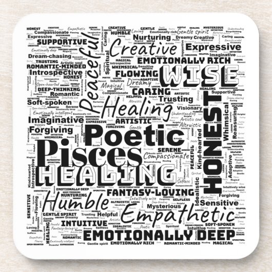 Pisces Zodiac Word Cloud Inspiration Getränkeuntersetzer (Vorderseite)
