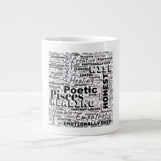 Pisces Zodiac Word Cloud Inspiration Jumbo-Tasse (Vorderseite)