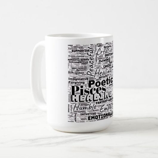 Pisces Zodiac Word Cloud Inspiration Kaffeetasse (Vorderseite Links)