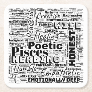 Pisces Zodiac Word Cloud Inspiration Rechteckiger Pappuntersetzer
