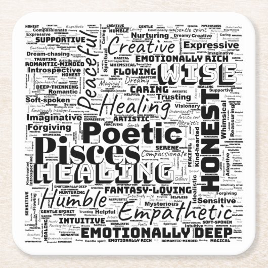 Pisces Zodiac Word Cloud Inspiration Rechteckiger Pappuntersetzer (Vorderseite)