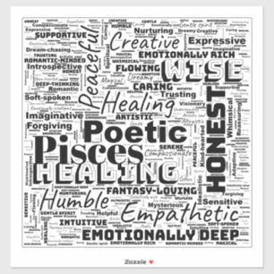 Pisces Zodiac Word Cloud Inspiration Vinyl Aufkleber