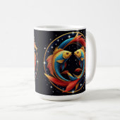 Pisces Zodiac-Zeichen im kosmischen künstlerischen Kaffeetasse (VorderseiteRechts)