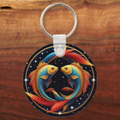 Pisces Zodiac-Zeichen im kosmischen künstlerischen Schlüsselanhänger (Rückseite)