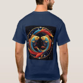 Pisces Zodiac-Zeichen im kosmischen künstlerischen T-Shirt (Rückseite)