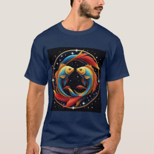 Pisces Zodiac-Zeichen im kosmischen künstlerischen T-Shirt