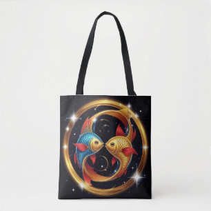 Pisces Zodiac-Zeichen im kosmischen künstlerischen Tasche