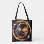 Pisces Zodiac-Zeichen im kosmischen künstlerischen Tasche (Rückseite)
