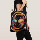 Pisces Zodiac-Zeichen im kosmischen künstlerischen Tasche (Von Nahem)
